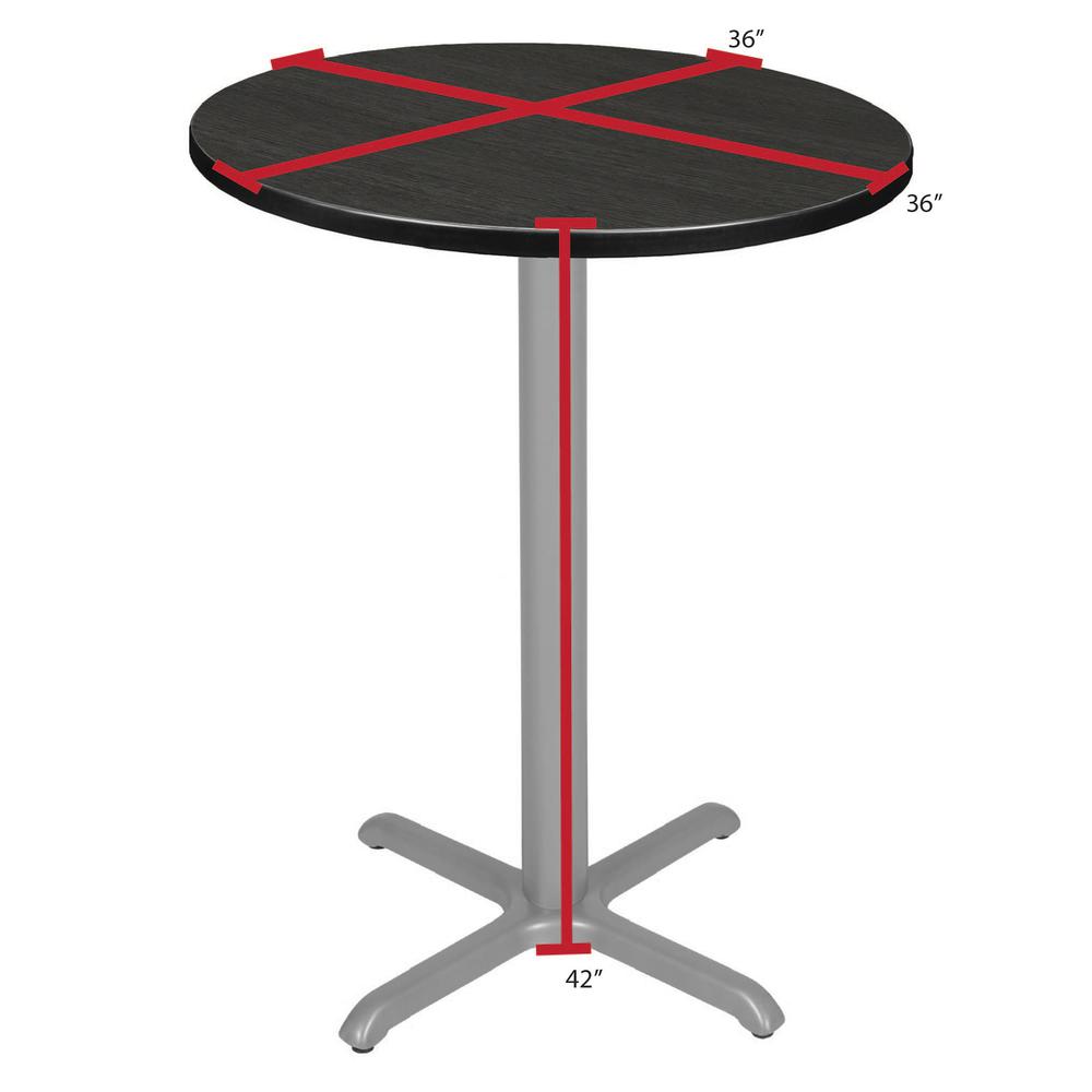 Via Cafe High 36" Round X-Base Table- Ash Grey/Grey. Picture 4