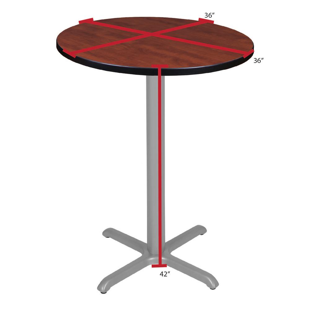 Via Cafe High 36" Round X-Base Table- Cherry/Grey. Picture 4