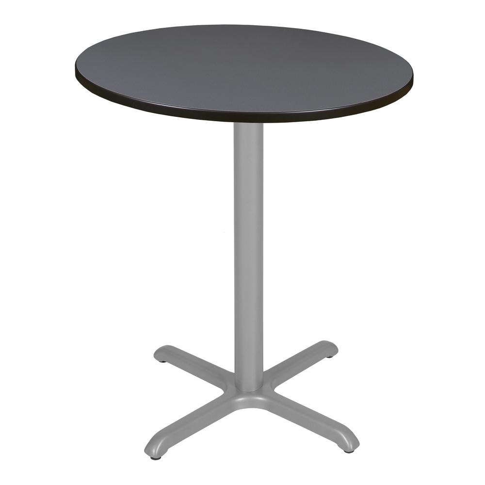 Via Cafe High 36" Round X-Base Table- Grey/Grey. Picture 1
