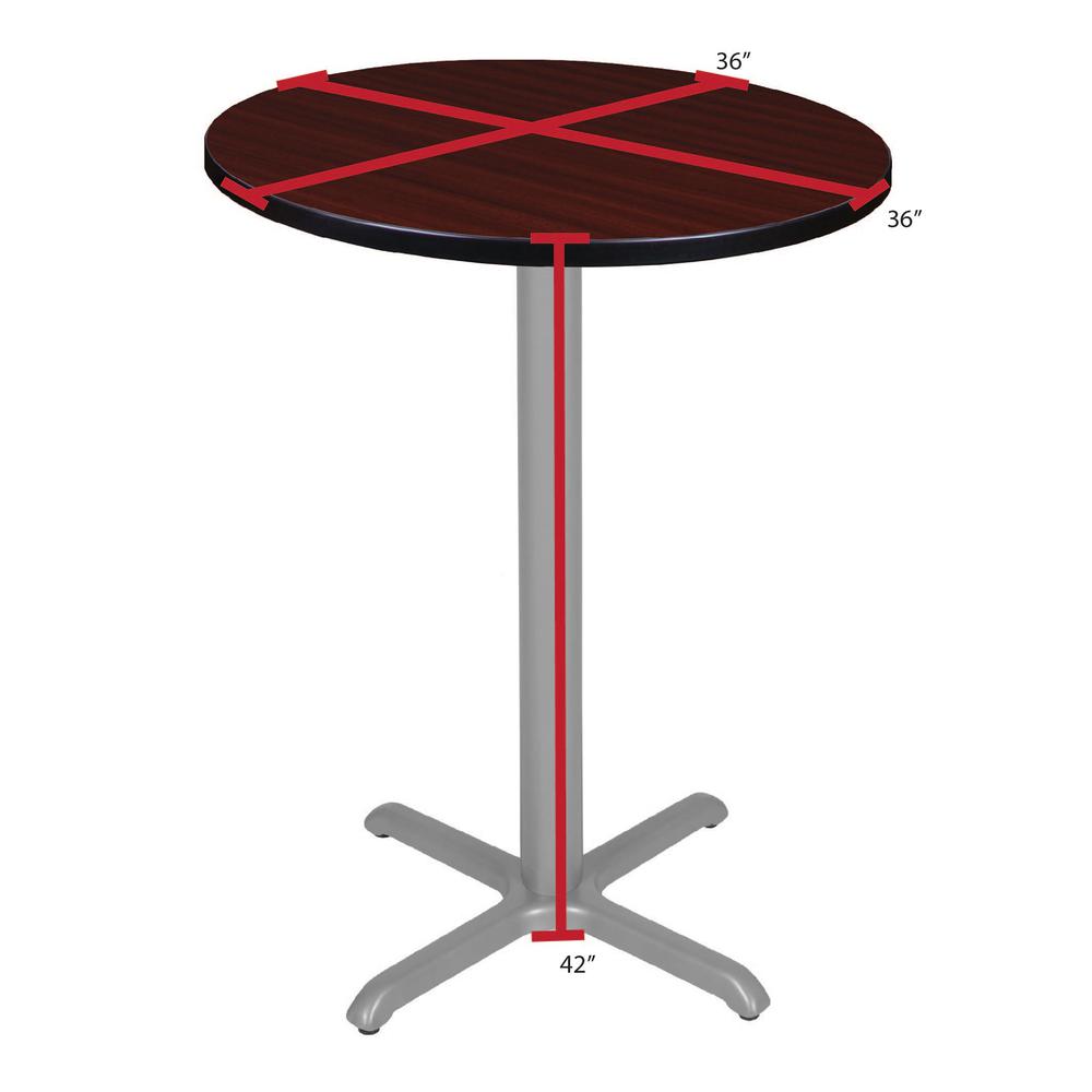 Via Cafe High 36" Round X-Base Table- Mahogany/Grey. Picture 4