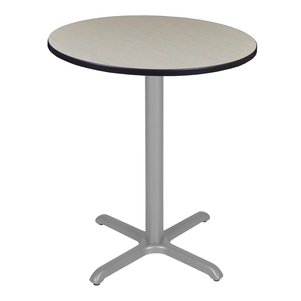 Via Cafe High 36" Round X-Base Table- Maple/Grey. Picture 1