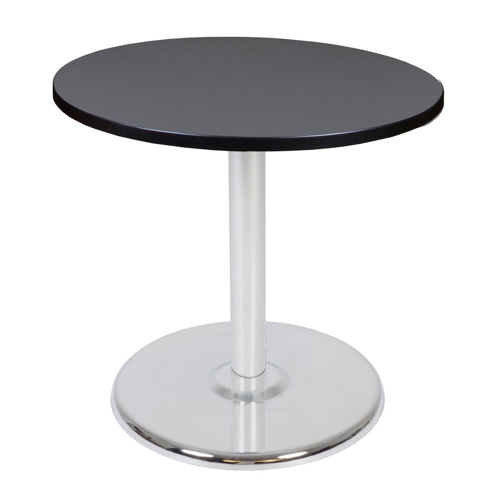 Via 30" Round Platter Base Table- Grey/Chrome. Picture 1