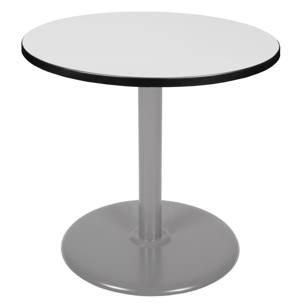 Via 30" Round Platter Base Table- White/Grey. Picture 1