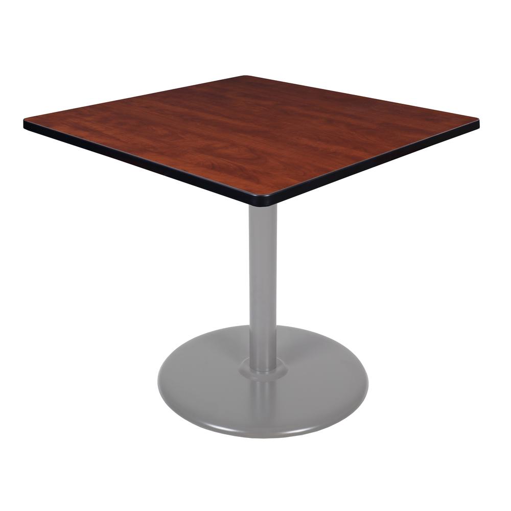 Via 36" Square Platter Base Table- Cherry/Grey. Picture 1
