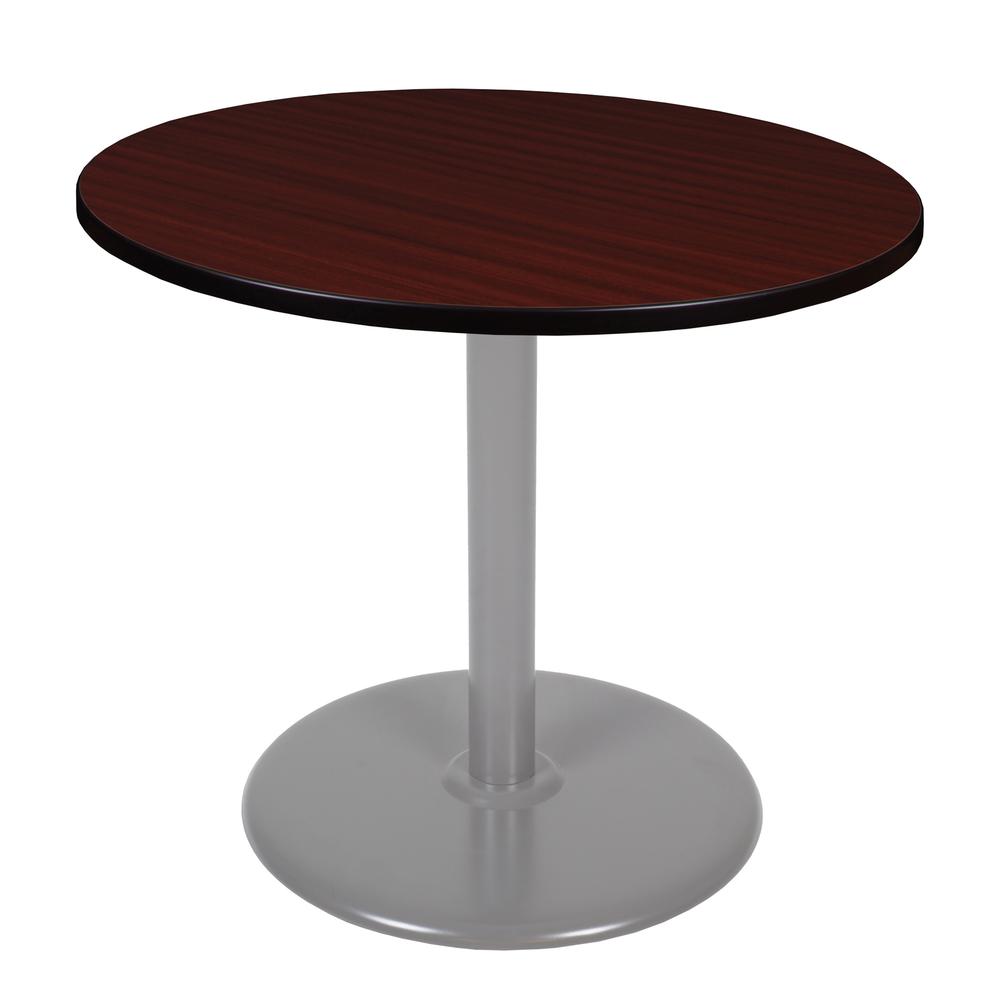 Via 36" Round Platter Base Table- Mahogany/Grey. Picture 1