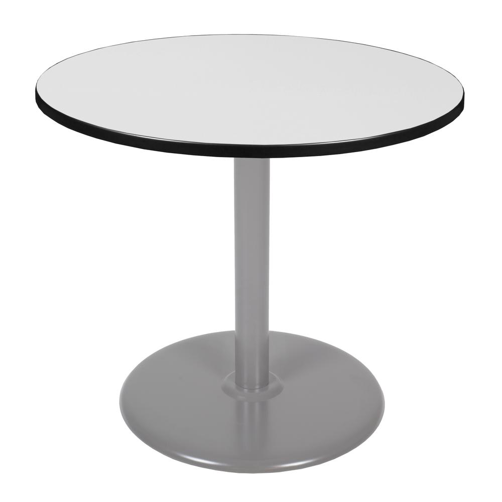 Via 36" Round Platter Base Table- White/Grey. Picture 1