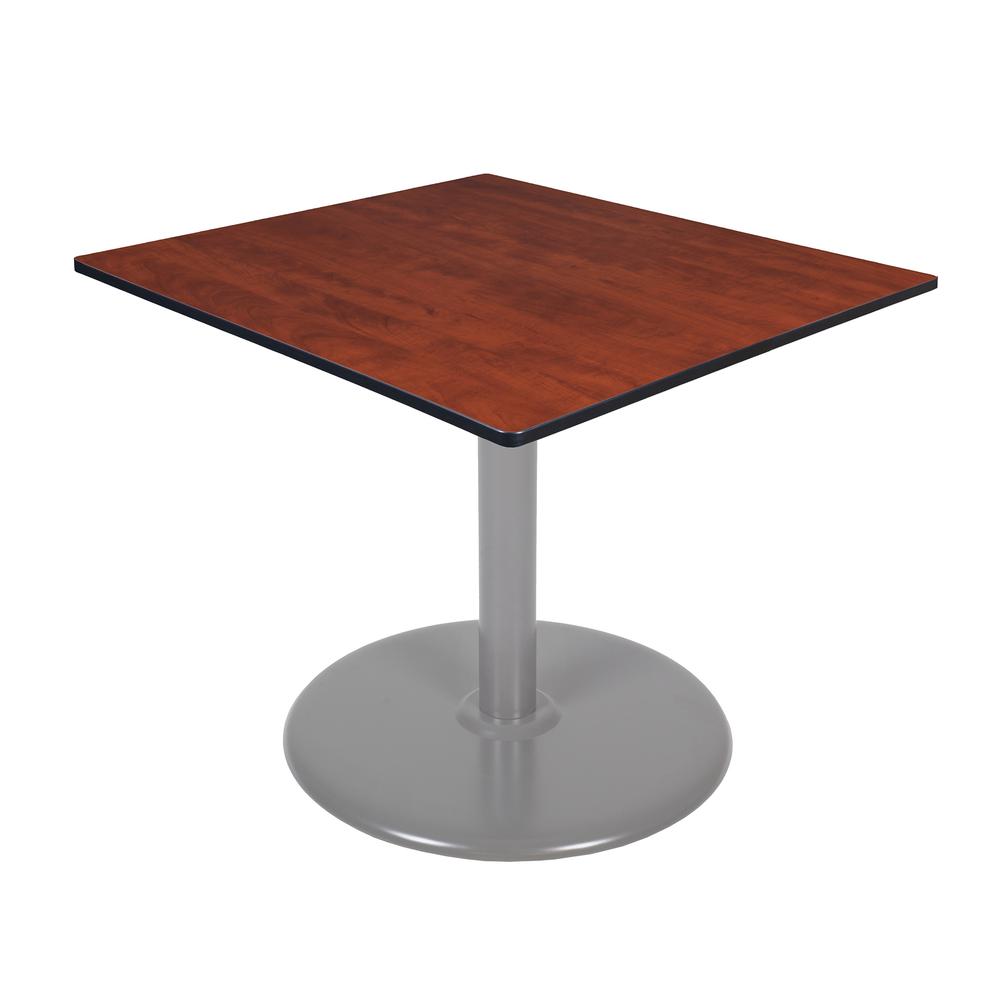 Via 48" Square Platter Base Table- Cherry/Grey. Picture 1