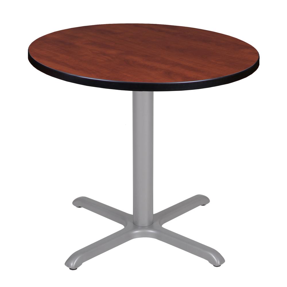 Via 30" Round X-Base Table- Cherry/Grey. Picture 1