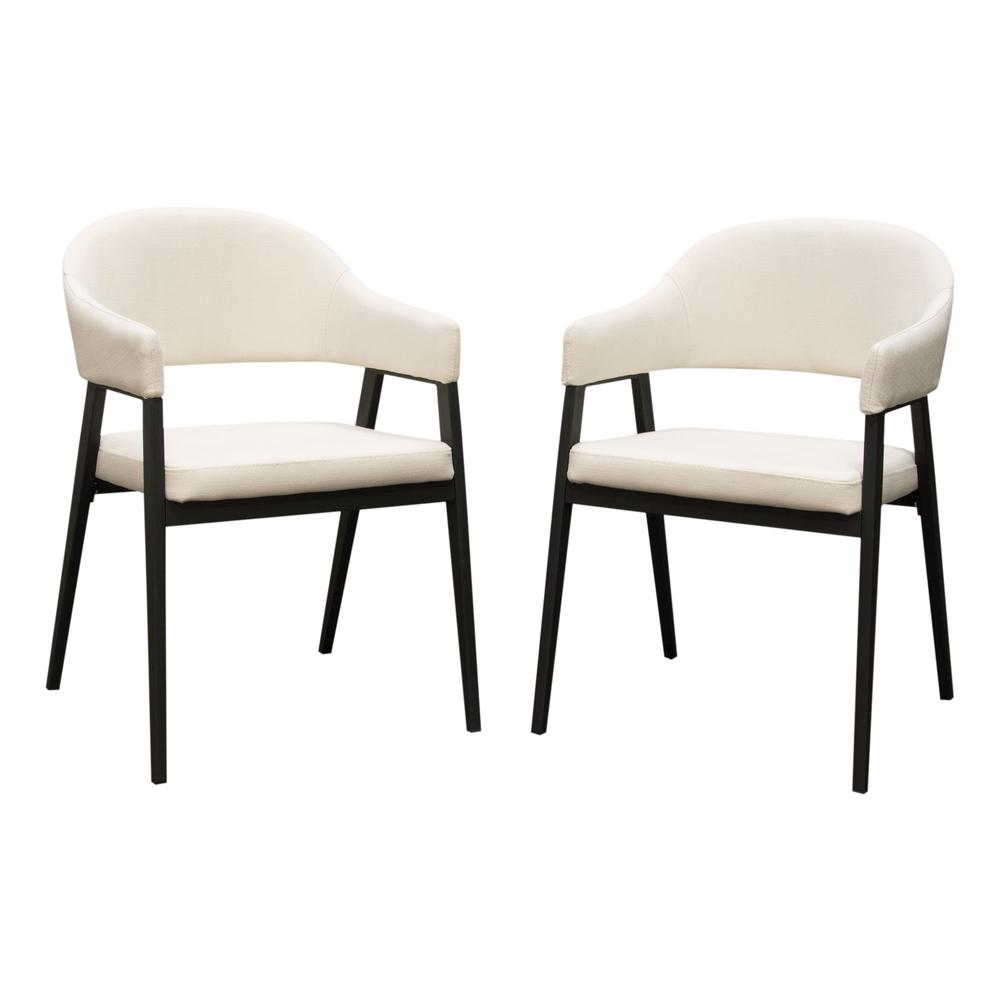 Adele Set of Two Dining/Accent Chairs in Cream Fabric w/ Black Powder Coated Metal Frame by Diamond Sofa. Picture 1