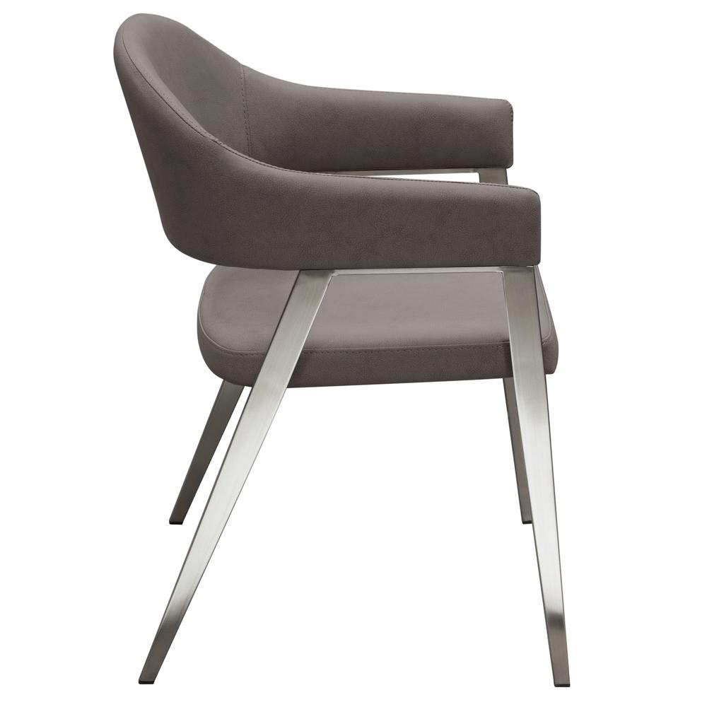 Adele Set of Two Dining/Accent Chairs in Grey Leatherette w/ Brushed Stainless Steel Leg by Diamond Sofa. Picture 17
