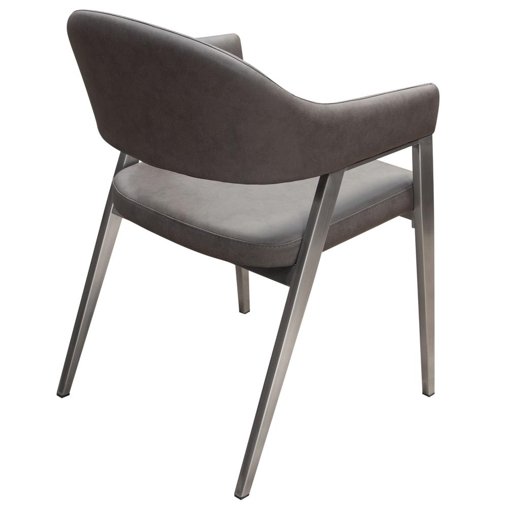 Adele Set of Two Dining/Accent Chairs in Grey Leatherette w/ Brushed Stainless Steel Leg by Diamond Sofa. Picture 22