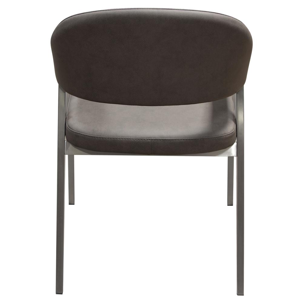 Adele Set of Two Dining/Accent Chairs in Grey Leatherette w/ Brushed Stainless Steel Leg by Diamond Sofa. Picture 18