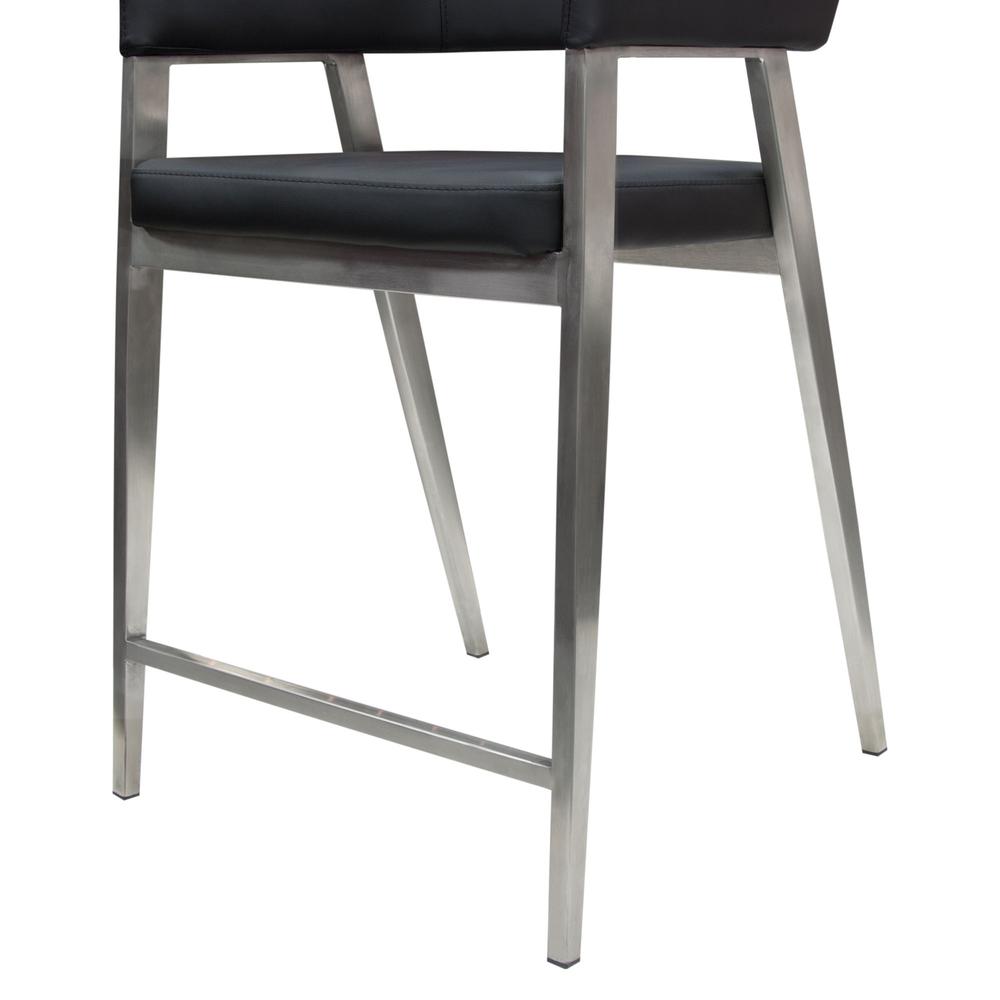 Adele Set of Two Counter Height Chairs in Black Leatherette w/ Brushed Stainless Steel Leg by Diamond Sofa. Picture 22