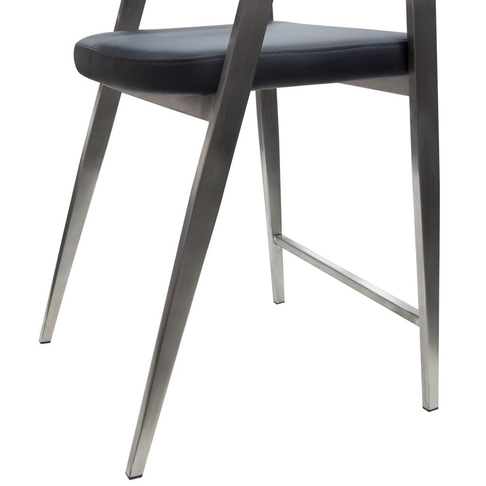 Adele Set of Two Counter Height Chairs in Black Leatherette w/ Brushed Stainless Steel Leg by Diamond Sofa. Picture 18