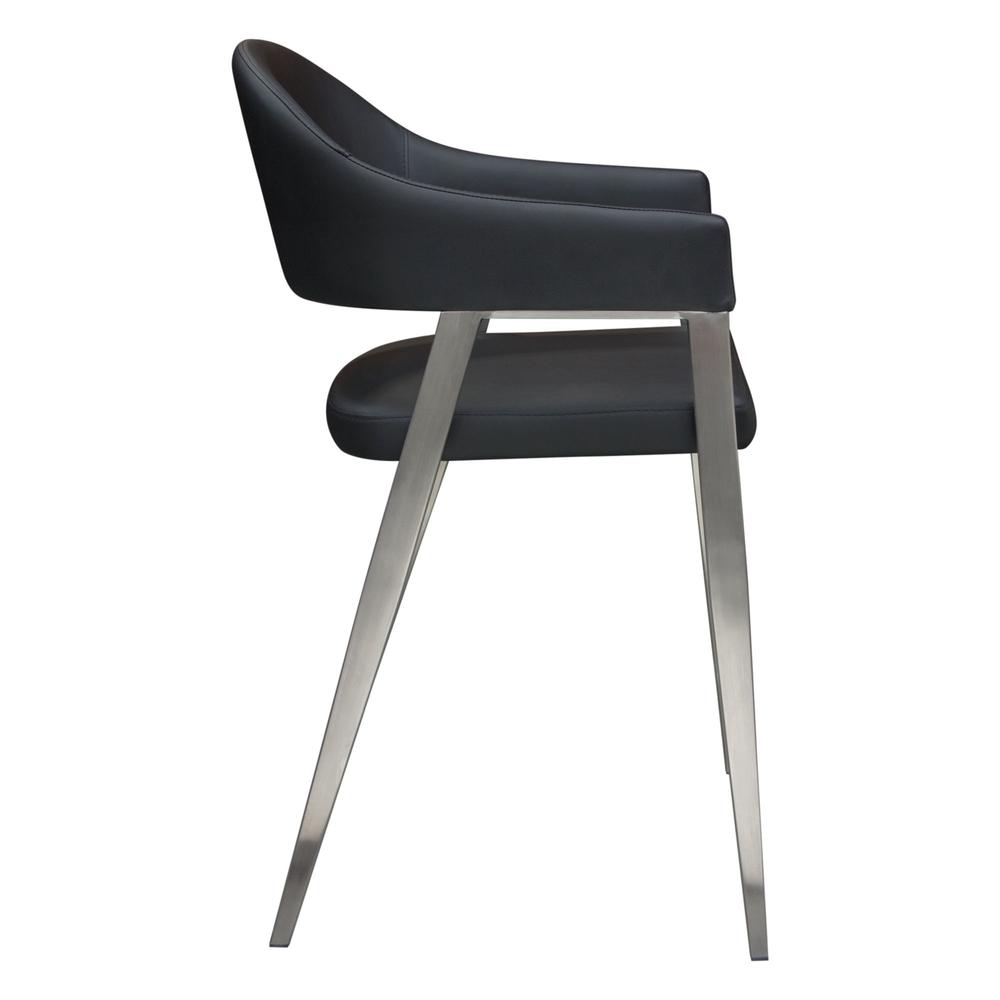 Adele Set of Two Counter Height Chairs in Black Leatherette w/ Brushed Stainless Steel Leg by Diamond Sofa. Picture 24