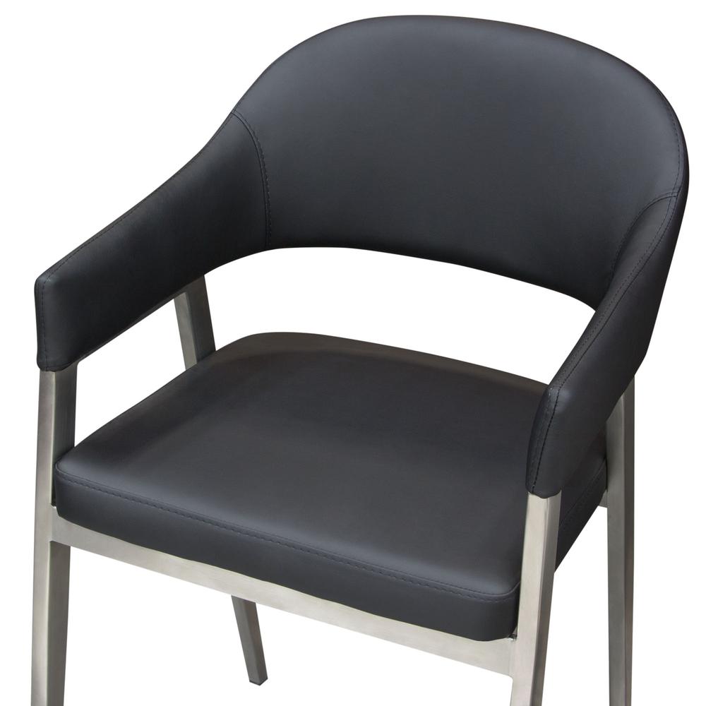 Adele Set of Two Counter Height Chairs in Black Leatherette w/ Brushed Stainless Steel Leg by Diamond Sofa. Picture 26
