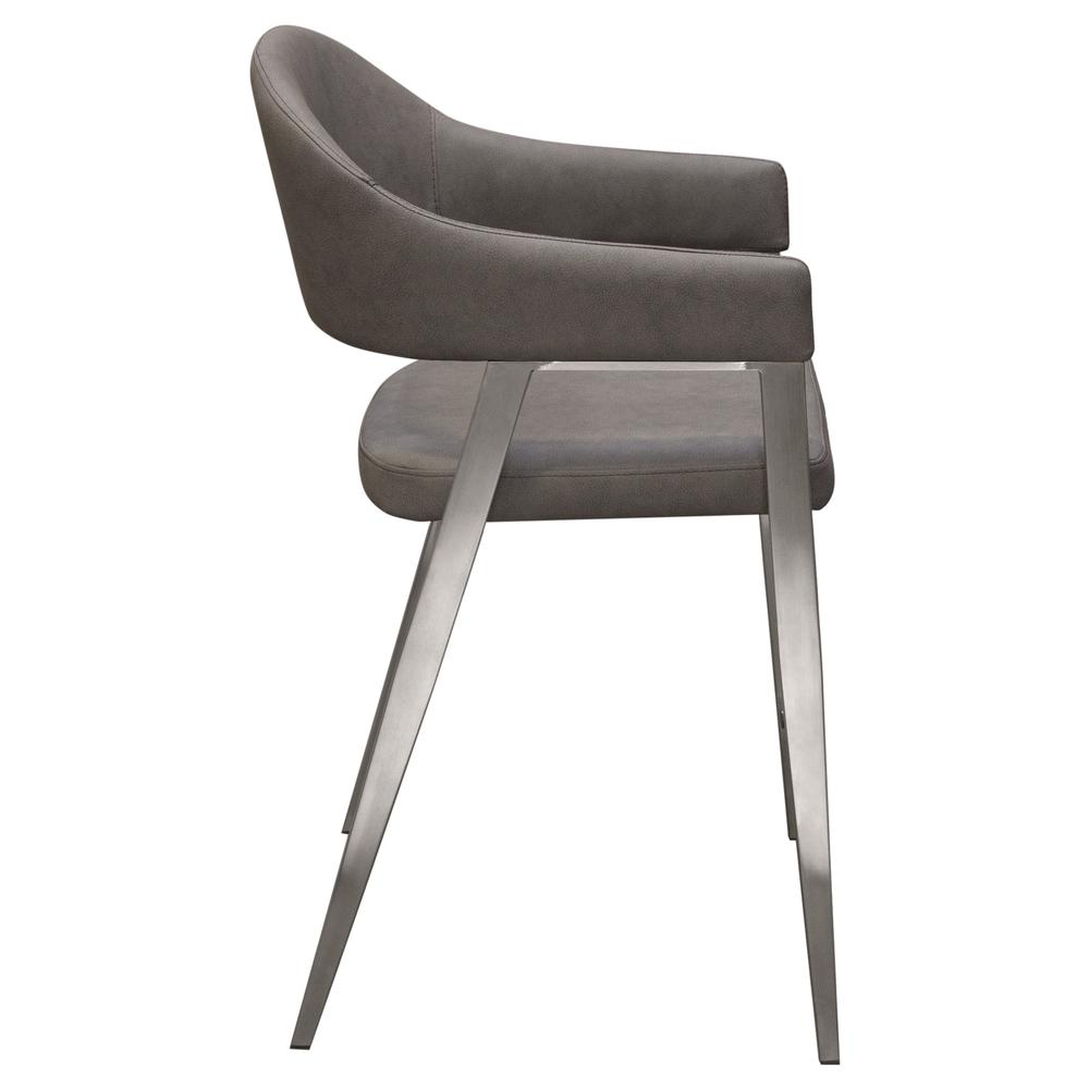 Adele Set of Two Counter Height Chairs in Grey Leatherette w/ Brushed Stainless Steel Leg by Diamond Sofa. Picture 18