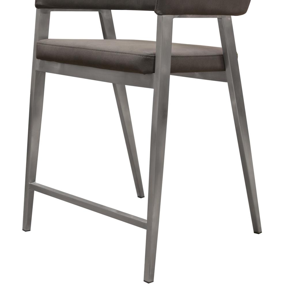 Adele Set of Two Counter Height Chairs in Grey Leatherette w/ Brushed Stainless Steel Leg by Diamond Sofa. Picture 20