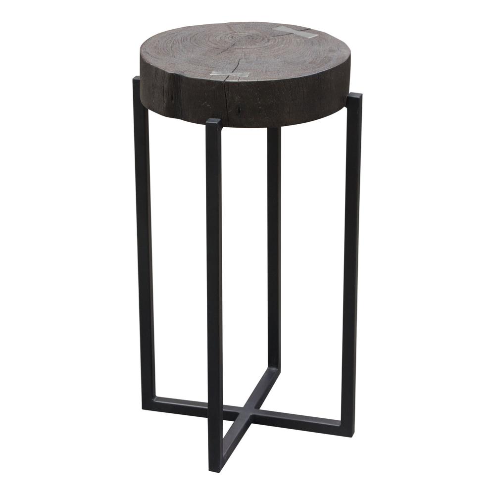 Alex Large 25" Accent Table with Solid Mango Wood Top in Espresso Finish w/ Silver Metal Inlay by Diamond Sofa. Picture 13