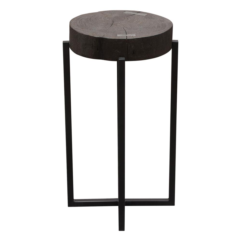 Alex Large 25" Accent Table with Solid Mango Wood Top in Espresso Finish w/ Silver Metal Inlay by Diamond Sofa. Picture 17
