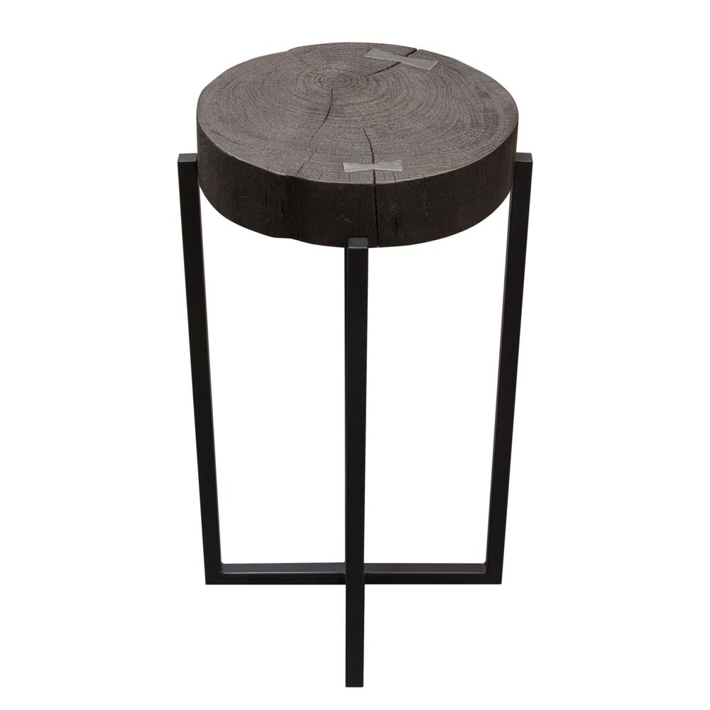 Alex Large 25" Accent Table with Solid Mango Wood Top in Espresso Finish w/ Silver Metal Inlay by Diamond Sofa. Picture 23