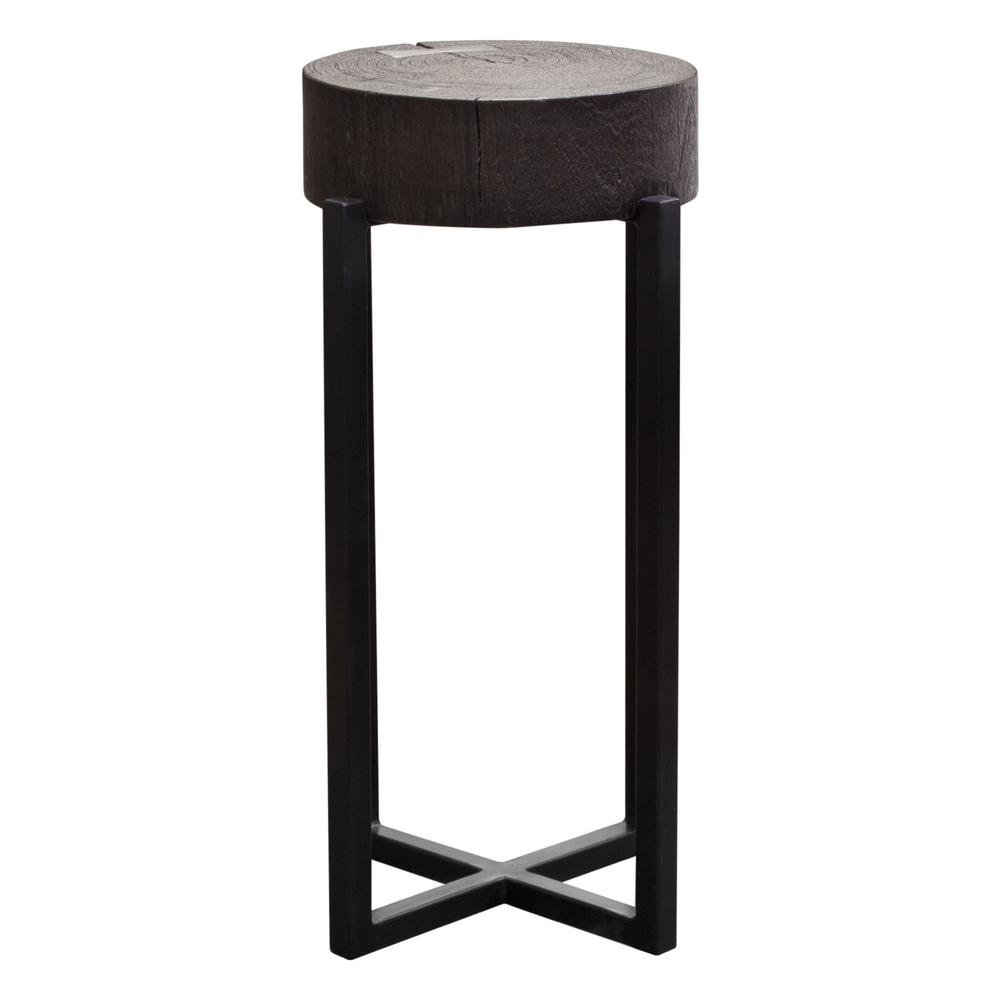 Alex Small 22" Accent Table with Solid Mango Wood Top in Espresso Finish w/ Silver Metal Inlay by Diamond Sofa. Picture 26