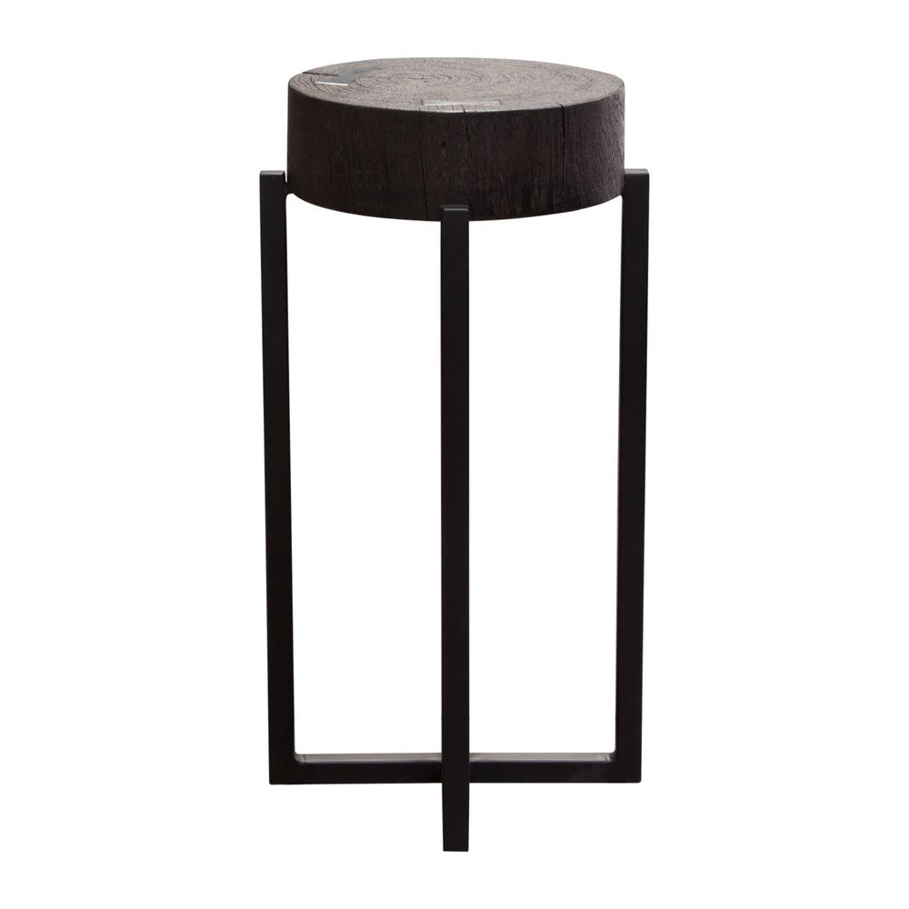 Alex Small 22" Accent Table with Solid Mango Wood Top in Espresso Finish w/ Silver Metal Inlay by Diamond Sofa. Picture 19