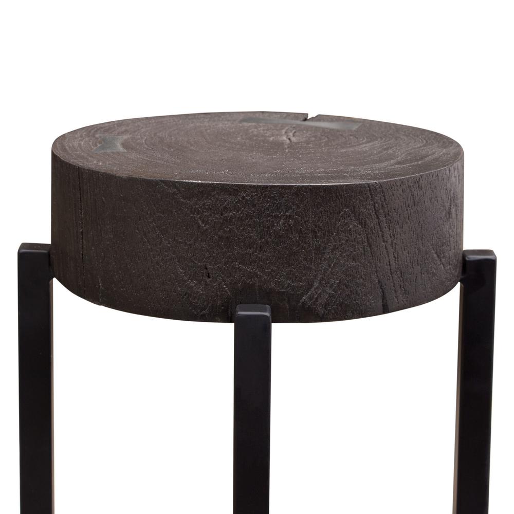 Alex Small 22" Accent Table with Solid Mango Wood Top in Espresso Finish w/ Silver Metal Inlay by Diamond Sofa. Picture 21