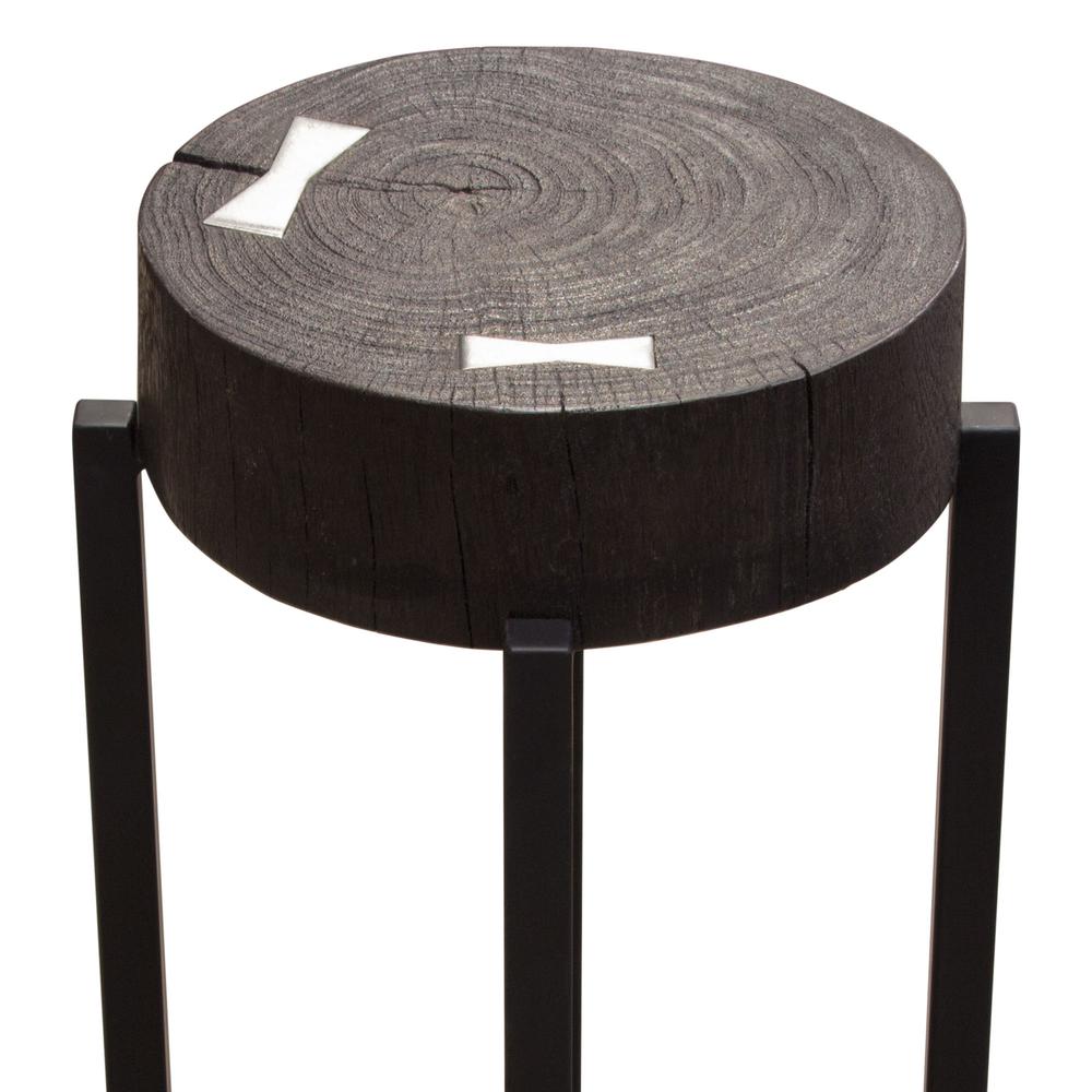 Alex Small 22" Accent Table with Solid Mango Wood Top in Espresso Finish w/ Silver Metal Inlay by Diamond Sofa. Picture 22