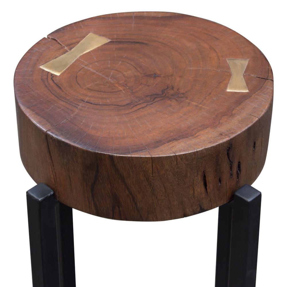 Alex Small 22" Accent Table with Solid Mango Wood Top in Walnut Finish w/ Gold Metal Inlay by Diamond Sofa. Picture 13