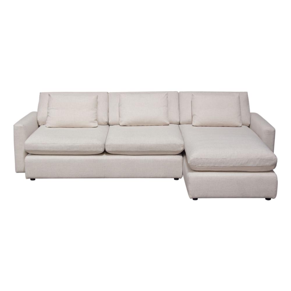 Arcadia 2PC Reversible Chaise Sectional w/ Feather Down Seating in Cream Fabric by Diamond Sofa. Picture 1