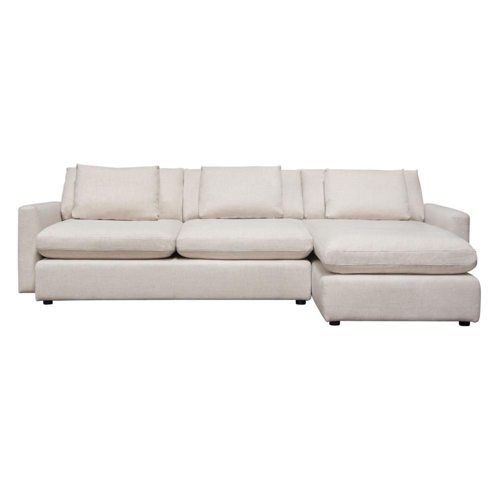 Arcadia 2PC Reversible Chaise Sectional w/ Feather Down Seating in Cream Fabric by Diamond Sofa. Picture 38