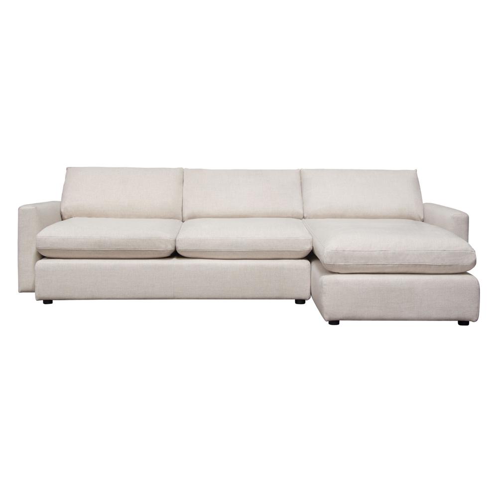 Arcadia 2PC Reversible Chaise Sectional w/ Feather Down Seating in Cream Fabric by Diamond Sofa. Picture 29
