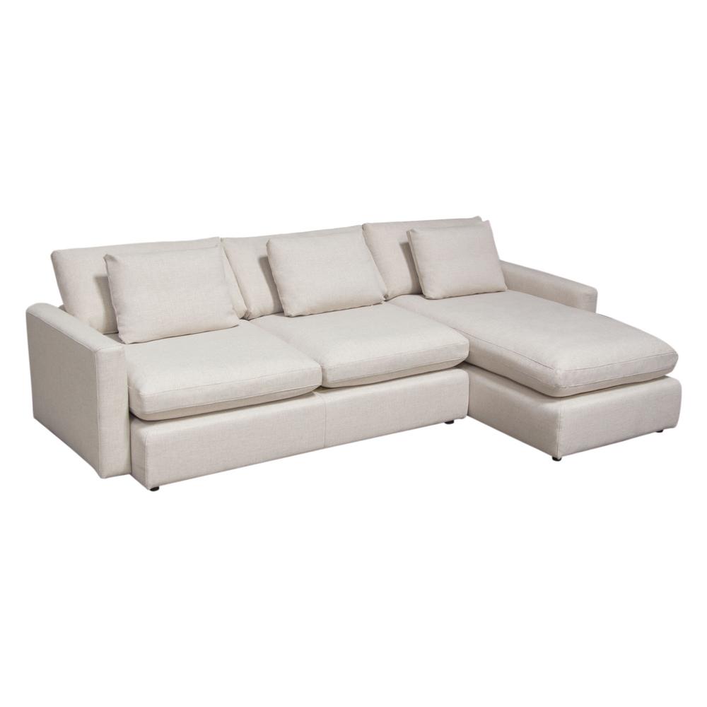 Arcadia 2PC Reversible Chaise Sectional w/ Feather Down Seating in Cream Fabric by Diamond Sofa. Picture 26
