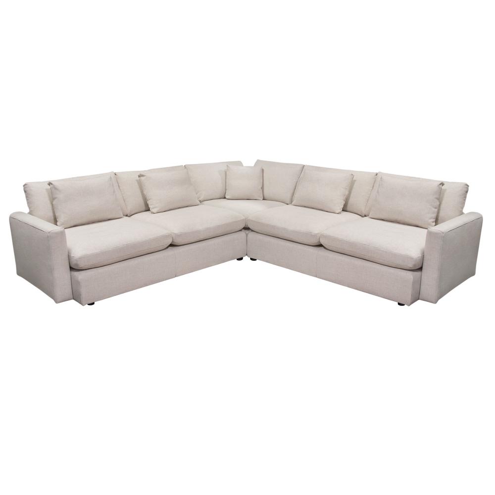 Arcadia 3PC Corner Sectional w/ Feather Down Seating in Cream Fabric by Diamond Sofa. Picture 1