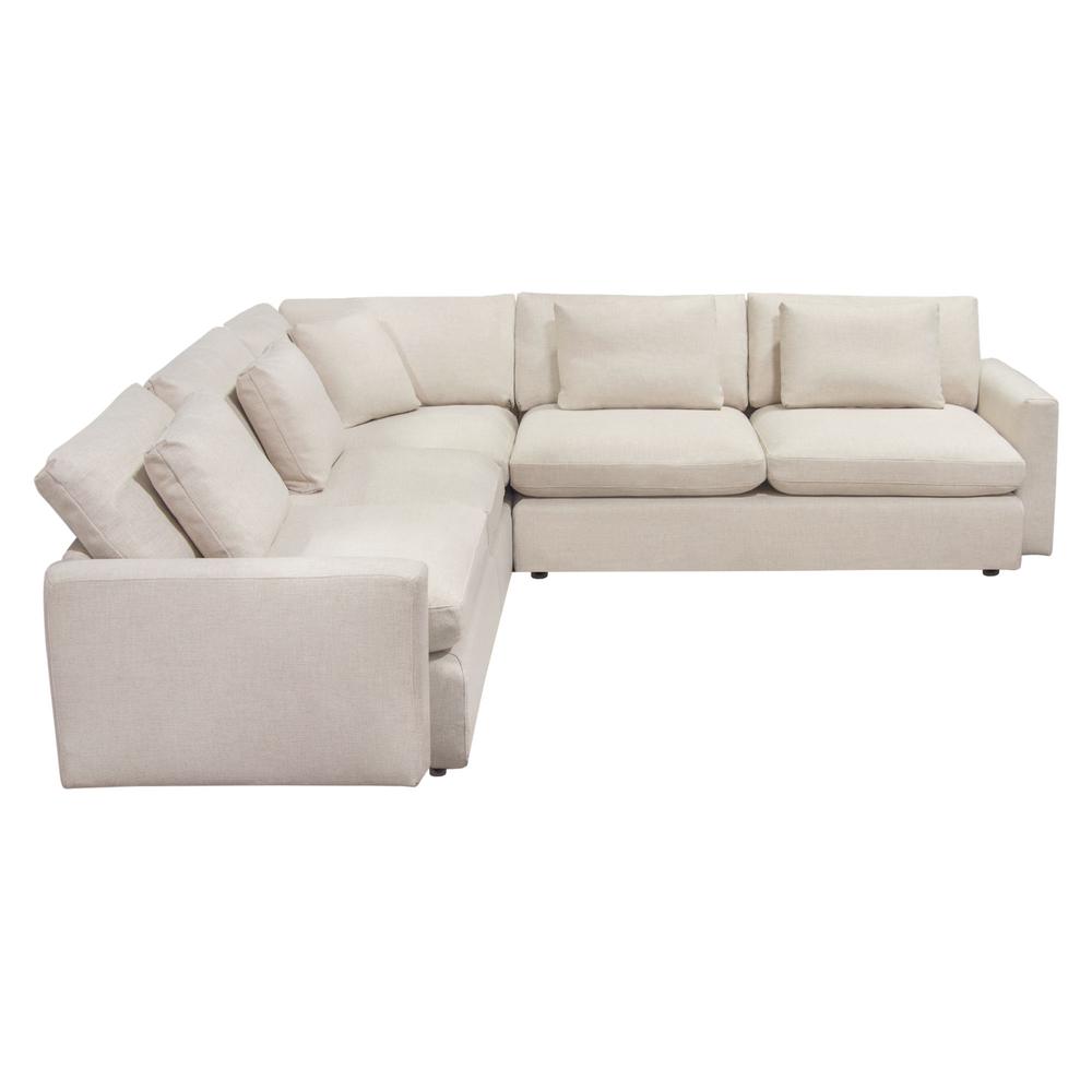 Arcadia 3PC Corner Sectional w/ Feather Down Seating in Cream Fabric by Diamond Sofa. Picture 4
