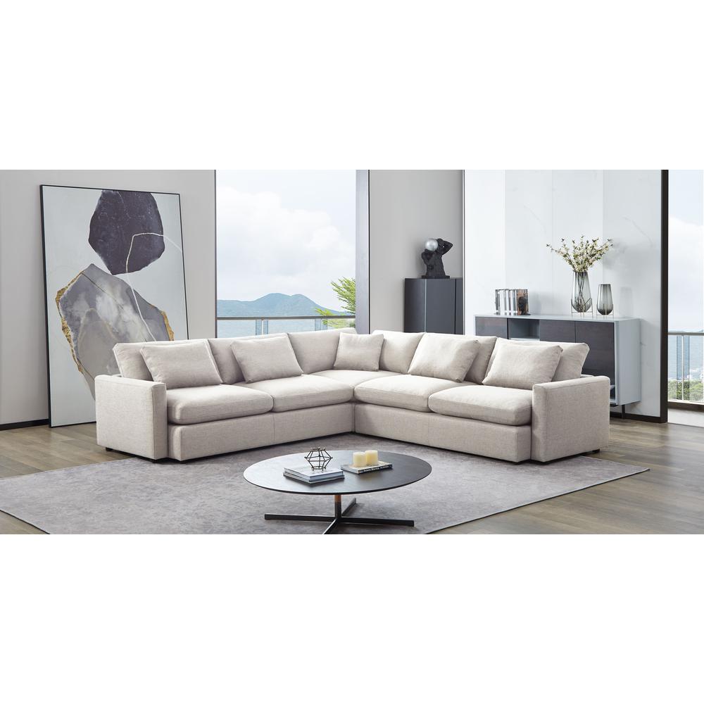 Arcadia 3PC Corner Sectional w/ Feather Down Seating in Cream Fabric by Diamond Sofa. Picture 24