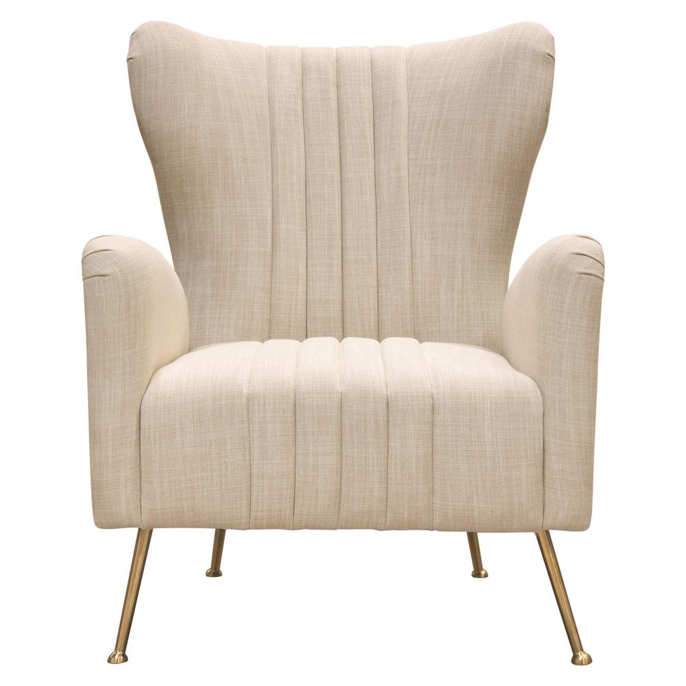 Ava Chair in Sand Linen Fabric w/ Gold Leg by Diamond Sofa. Picture 1