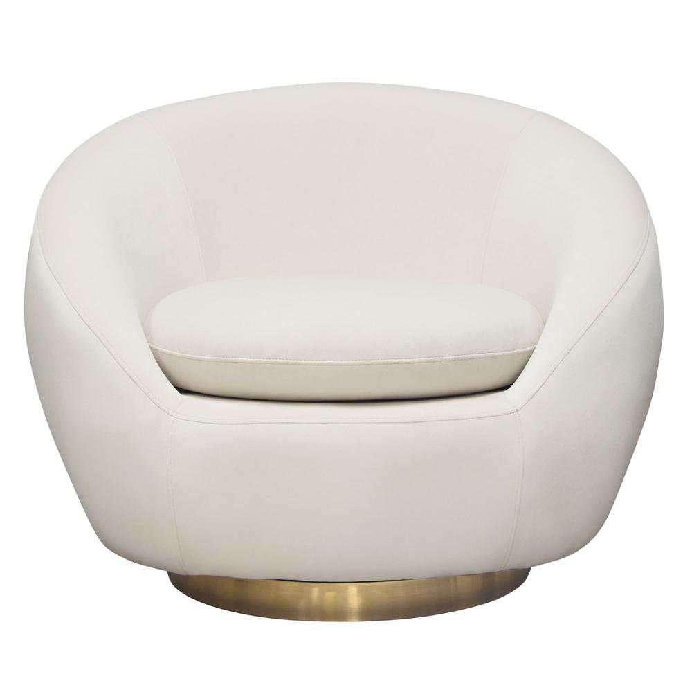 Celine Swivel Accent Chair in Light Cream Velvet w/ Brushed Gold Accent Band by Diamond Sofa. Picture 23