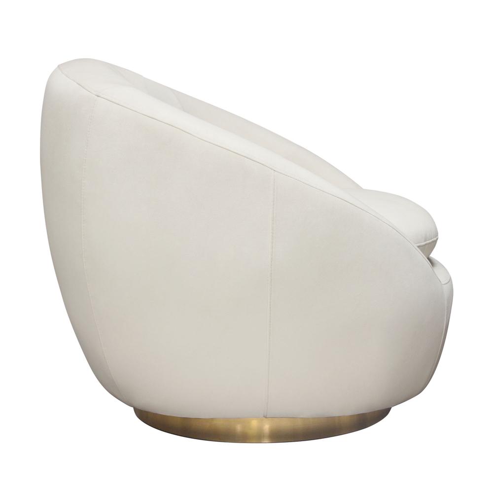 Celine Swivel Accent Chair in Light Cream Velvet w/ Brushed Gold Accent Band by Diamond Sofa. Picture 38