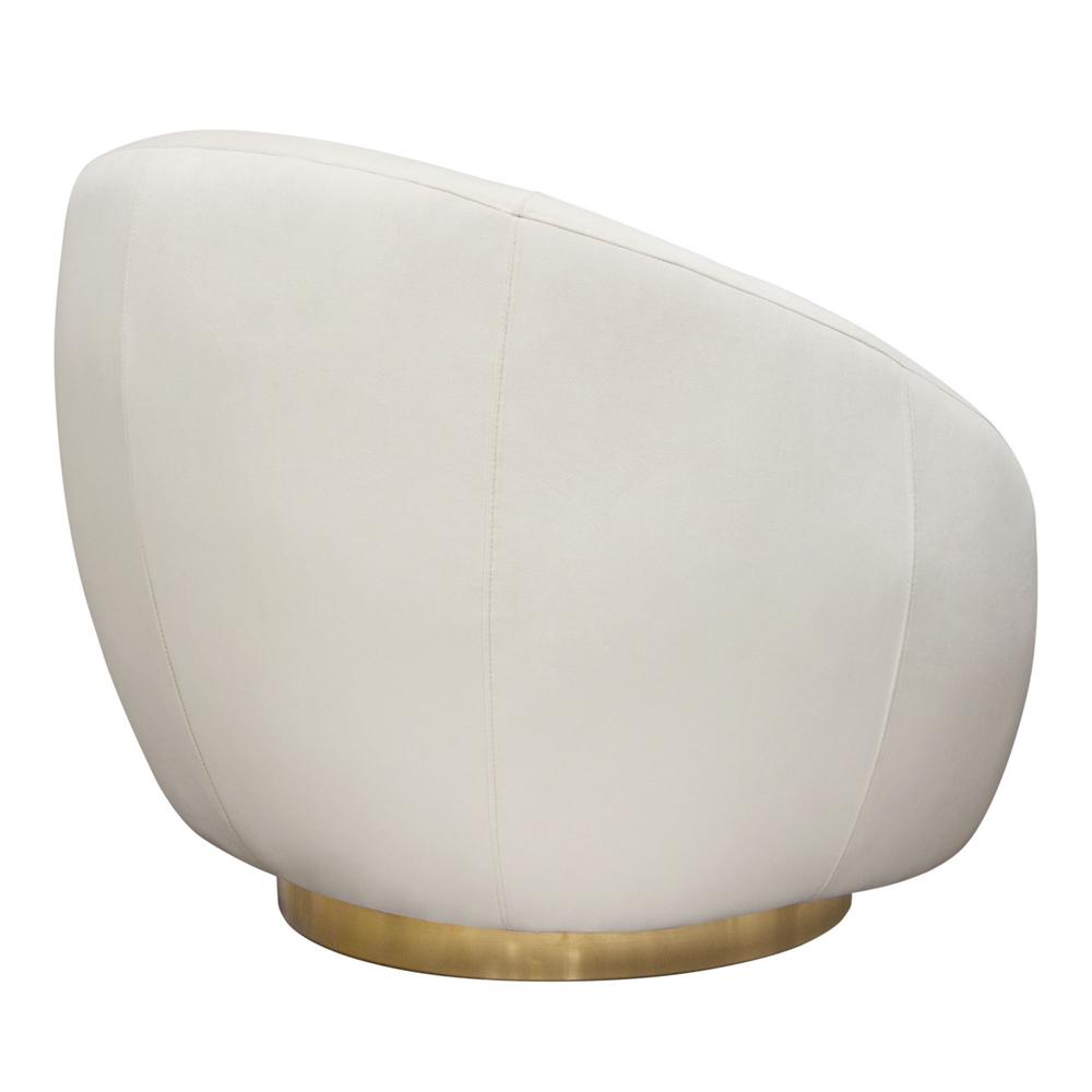 Celine Swivel Accent Chair in Light Cream Velvet w/ Brushed Gold Accent Band by Diamond Sofa. Picture 27