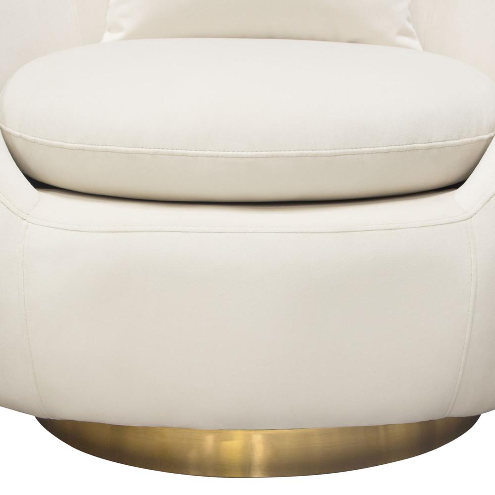 Celine Swivel Accent Chair in Light Cream Velvet w/ Brushed Gold Accent Band by Diamond Sofa. Picture 26