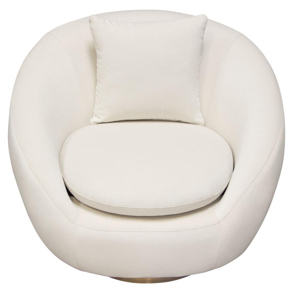 Celine Swivel Accent Chair in Light Cream Velvet w/ Brushed Gold Accent Band by Diamond Sofa. Picture 33