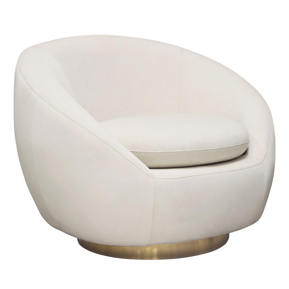 Celine Swivel Accent Chair in Light Cream Velvet w/ Brushed Gold Accent Band by Diamond Sofa. Picture 36