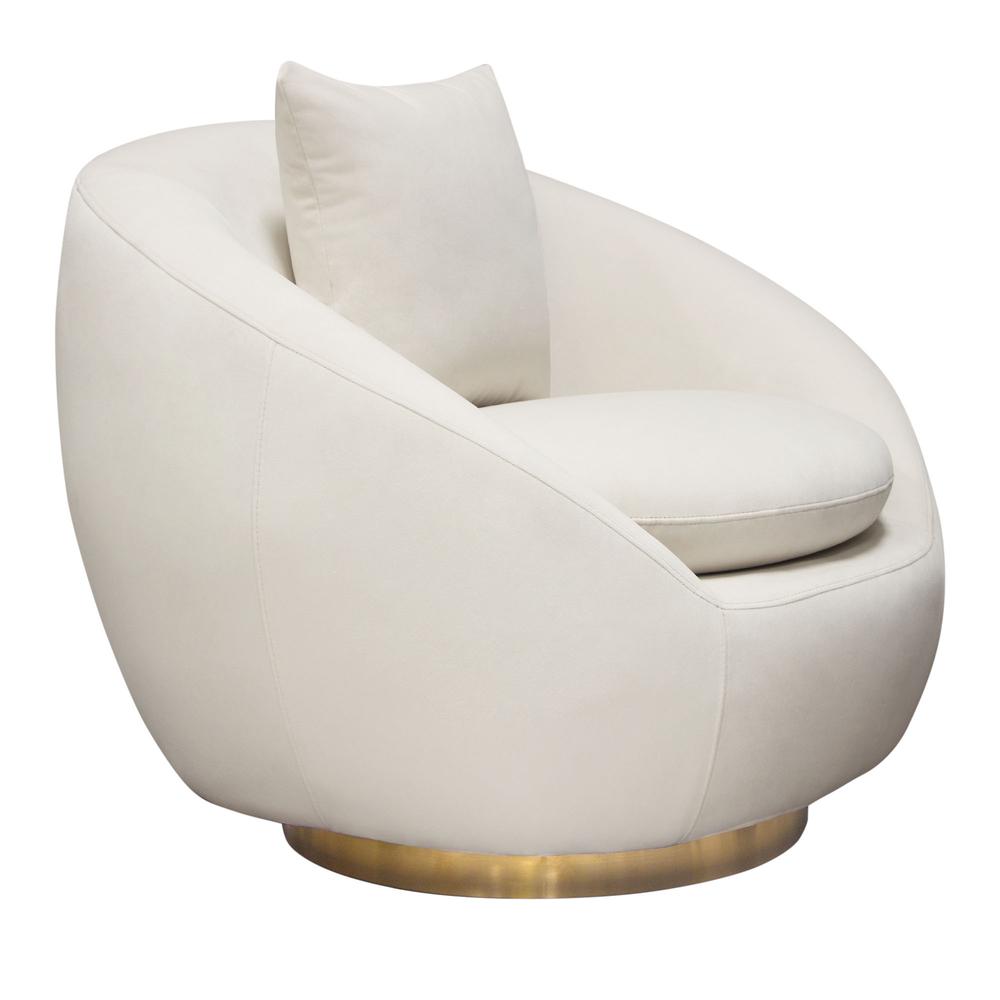 Celine Swivel Accent Chair in Light Cream Velvet w/ Brushed Gold Accent Band by Diamond Sofa. Picture 42