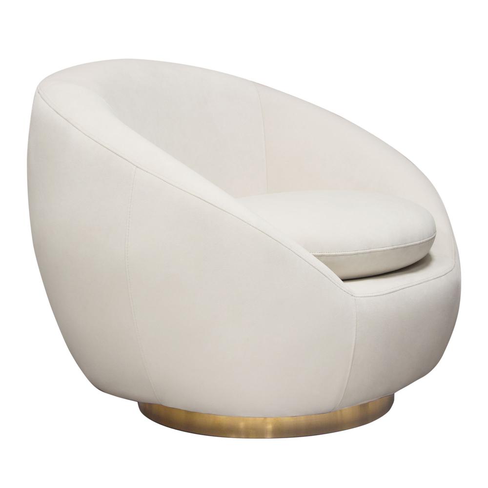 Celine Swivel Accent Chair in Light Cream Velvet w/ Brushed Gold Accent Band by Diamond Sofa. Picture 24