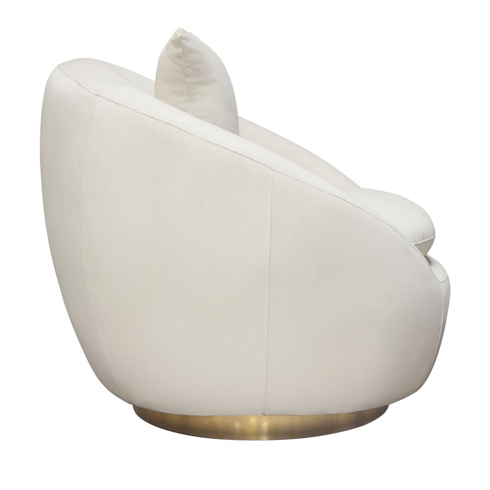 Celine Swivel Accent Chair in Light Cream Velvet w/ Brushed Gold Accent Band by Diamond Sofa. Picture 28