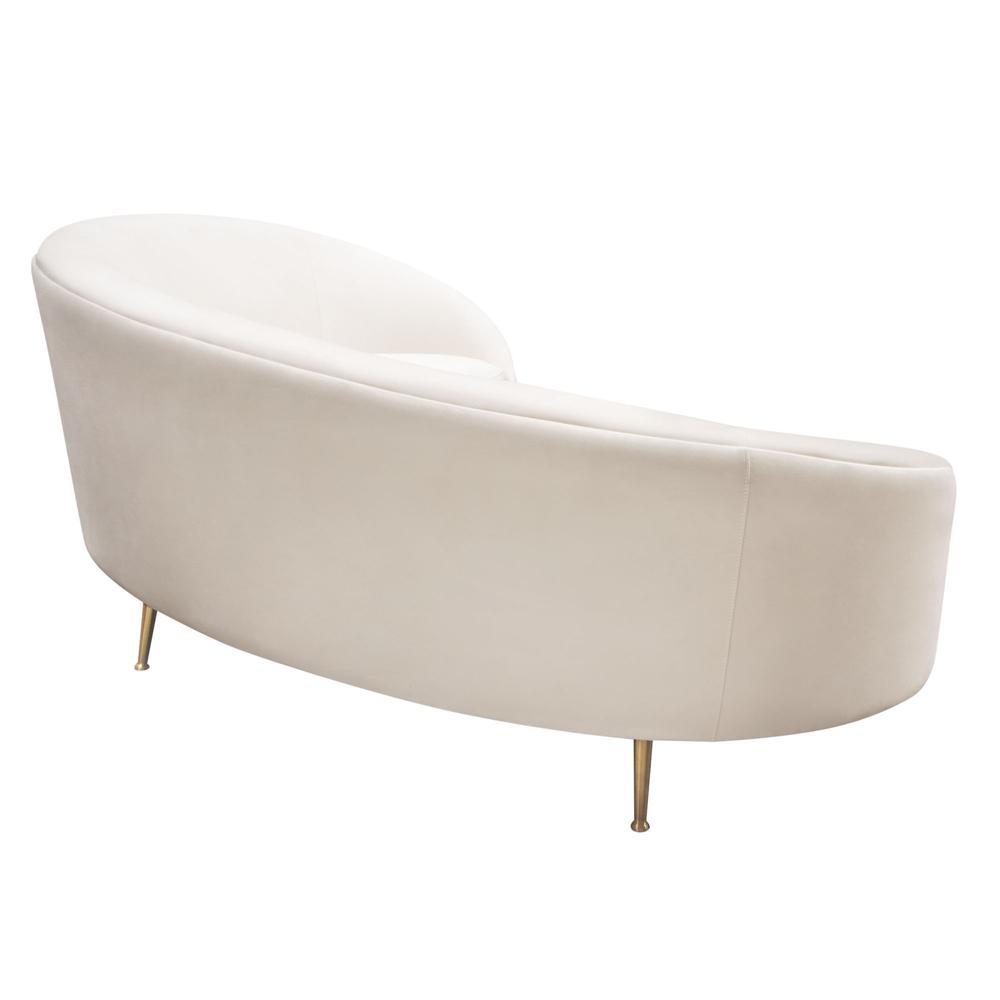 Celine Curved Sofa with Contoured Back in Light Cream Velvet and Gold Metal Legs by Diamond Sofa. Picture 28