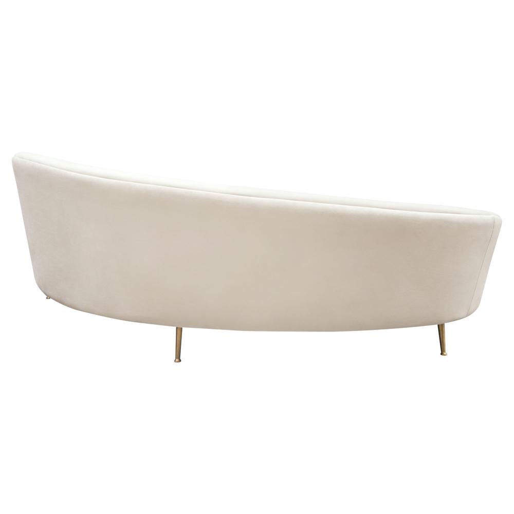 Celine Curved Sofa with Contoured Back in Light Cream Velvet and Gold Metal Legs by Diamond Sofa. Picture 19