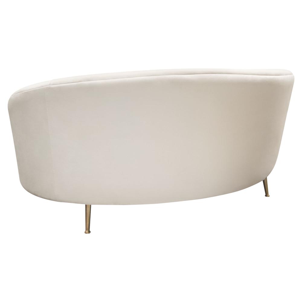 Celine Curved Sofa with Contoured Back in Light Cream Velvet and Gold Metal Legs by Diamond Sofa. Picture 27